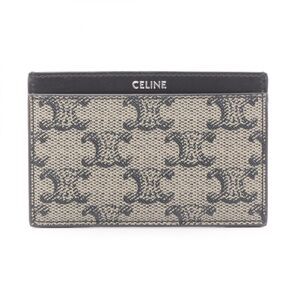 Celine Card Case Triomphe Black/Beige Leather Triomphe Card Case Ladies